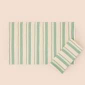 Soft Alno 2'li Amerikan Servis - Ekru / Yeşil - 30x50 cm thumbnail 3