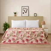 Soft Granate Pamuklu Çift Kişilik Battaniye - Ekru / Kırmızı - 200x220 cm thumbnail 1
