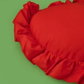 Soft Fırfırlı Kalpli Kırlent - Kırmızı - 49x48 cm thumbnail 2