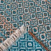 Soft Zemira Pamuklu Çift Kişilik Battaniye - Mavi / Turuncu - 200x220 cm thumbnail 3