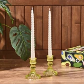 2'li Burgu Şamdan Mumu - Sedef Beyaz - 25 cm thumbnail 1