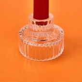 Cam Çizgili Mumluk - Şeffaf - 5x6 cm thumbnail 2