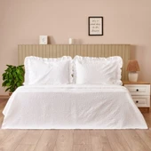 Soft Mauro Çift Kişilik Yatak Örtüsü Seti - Beyaz - 220x240 cm + 50x70 cm thumbnail 1