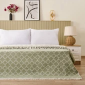 Soft Zivra Pamuklu Çift Kişilik Battaniye - Yeşil - 200x220 cm thumbnail 1