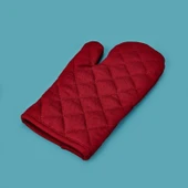 Gabardin Fırın Eldiveni - Kırmızı - 17x30 cm thumbnail 1