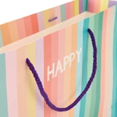 Happy Yatay Karton Çanta - Renkli - 25x38 cm thumbnail 3