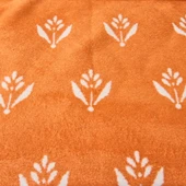 Soft Elias Pamuklu Çift Kişilik Battaniye - Ekru / Turuncu - 200x220 cm thumbnail 3