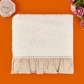 Soft French Cottage Twin Çiçek Desenli Yüz Havlusu - Ekru - 50x90 cm thumbnail 1