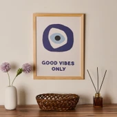 Deco Good Vibes Only Duvar Panosu - Mavi / Beyaz - 30x40 cm thumbnail 1