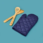 Gabardin Fırın Eldiveni - Lacivert - 17x30 cm thumbnail 2