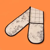 Evora Uzun Fırın Eldiveni - Ekru / Siyah - 16x85 cm thumbnail 1