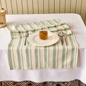 Soft Alno Runner - Ekru / Yeşil - 50x140 cm thumbnail 1