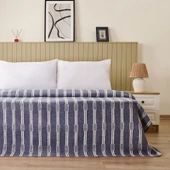 Soft Mavruz Pamuklu Çift Kişilik Battaniye - Mavi - 200x220 cm thumbnail 1