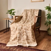 Soft Sprig Pamuklu Tv Battaniyesi - Bej - 130x170 cm thumbnail 1