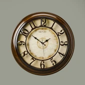 1965-V Kabartma Rakam Duvar Saati - Kahverengi - 44,5 cm - 1