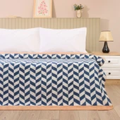 Soft Flux Pamuklu Çift Kişilik Battaniye - Lacivert - 200x220 cm thumbnail 1