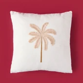 Soft Palm Breeze Nakışlı Kırlent - Ekru - 45x45 cm thumbnail 2