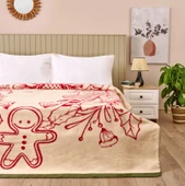 Soft Kurabiye Adam Pamuklu Çift Kişilik Battaniye - Kırmızı / Ekru - 200x220 cm thumbnail 1