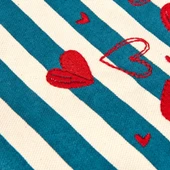 Çizgili Kalp Detaylı Kozmetik Çantası - Mavi / Bej - 16x25 cm thumbnail 2