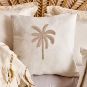 Soft Palm Breeze Nakışlı Kırlent - Ekru - 45x45 cm thumbnail 1