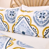 Soft Lile Çift Kişilik Nevresim Takımı - Ekru / Mavi thumbnail 2