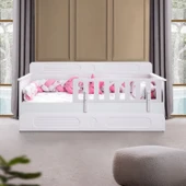 Flora Çocuk Odası Takımı, Flora Yavrulu Karyola, Vira 4 Kapaklı Dolap, Şifonyer, Kitaplık - Beyaz thumbnail 3