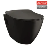 Creavit Terra Asma Klozet (TP325.SM) Mat Siyah + Duck Yavaş Kapanan Kapak Mat Siyah 2'li Set thumbnail 1