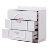 Flora Çocuk Odası Takımı, Flora Yavrulu Karyola, Dolunay 2 Kapaklı Dolap, Şifonyer, Kitaplık - Pembe thumbnail 7