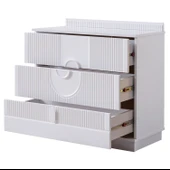 Flora Çocuk Odası Takımı, Flora Yavrulu Karyola, Vira 4 Kapaklı Dolap, Şifonyer, Kitaplık - Beyaz thumbnail 7