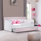 Flora Çocuk Odası Takımı, Flora Yavrulu Karyola, Dolunay 2 Kapaklı Dolap, Şifonyer, Kitaplık - Pembe thumbnail 2
