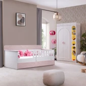 Flora Çocuk Odası Takımı, Flora Yavrulu Karyola, Dolunay 2 Kapaklı Dolap, Kitaplık - Pembe thumbnail 1