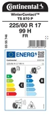 CONTİNENTAL 225/60R17 99H FR TS870 P KIŞ LASTİGİ ÜRETİM YILI:2025 thumbnail 2
