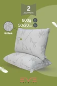 2 Adet Bamboo Gri Serisi Kılıflı Fermuarlı Yıkanabilir Antialerjik Silikon Elyaf Yastık 50x70cm 800 gr thumbnail 1