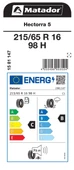 MATADOR 215/65R16 98H HECTORRA 5 YAZ LASTİGİ ÜRETİM YILI:2025 thumbnail 2