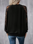 Kadın Uzun Dantel Kollu Bisiklet Yaka Viskon Bluz thumbnail 3