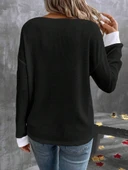 Kadın Uzun Kollu V Yakalı Waffle Bluz thumbnail 5