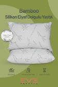 10 Adet Bamboo Gri Serisi Kılıflı Fermuarlı Yıkanabilir Antialerjik Silikon Elyaf Yastık 50x70cm 800 gr thumbnail 2