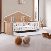 Yavrulu Karyola, Bello Yavrulu Montessori Yatak - Ceviz + 1 Adet Comfort Yatak thumbnail 2