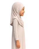 Penye Kendinden Başörtülü Çocuk Namaz Elbisesi Krem/ 6-7-8 yaş - 2