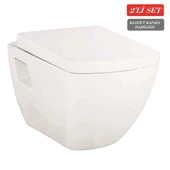 Creavit Tetra Asma Klozet (TP326.00) + Lara TP Yavaş Kapanan Kapak 2'li Set - 1