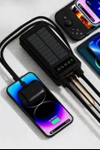 30.000 mAh Güneş Enerjili Powerbank 22.5W Hızlı Şarj, Çoklu USB Çıkış, Dahili Kablo ve Dijital Ekranlı Taşınabilir Şarj Cihazı - 7