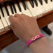 14 Ayar Altın Plakalı İsme Özel Sonsuzluk ve Kelebek Figürlü Doğal Pembe Derili Hediye Bileklik-617 thumbnail 2