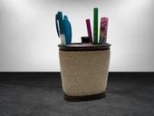 2 ADET KALEMLİK BRONZ KUMLU POLİRESİN OFİS GERECİ 10X12X5CM - 3