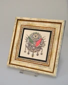 Doğal Taş Üzerine Osmanlı Arması Şık Tablo – 20x20 cm Dekoratif İslami Hediyelik - 6