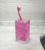 2 ADET DİŞ FIRÇALIK PEMBE ÇİÇEKLİ AKRİLİK 6X6X12CM BANYO SETİ thumbnail 2