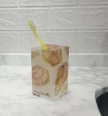 2 ADET DİŞ FIRÇALIK VE MACUN KABI İSTİRİDYE AKRİLİK 6X6X12CM 300ML BANYO SETİ thumbnail 2