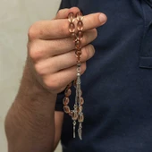 Gümüş Püsküllü Ateş Kehribar Tesbih - 4