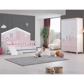 Montessori Çocuk Odası - City Montessori 3 Kapılı Dolap, Yavrulu Yatak - Pembe thumbnail 1