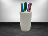 2 ADET KALEMLİK BAKLAVA DESENLİ SERAMİK OFİS GERECİ  6X6X11CM thumbnail 3