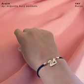 14 Ayar Altın Plakalı Burca Özel Lacivert İpek Örgülü Kuğu Kuşu Motifli Hediye Bileklik-618 thumbnail 2